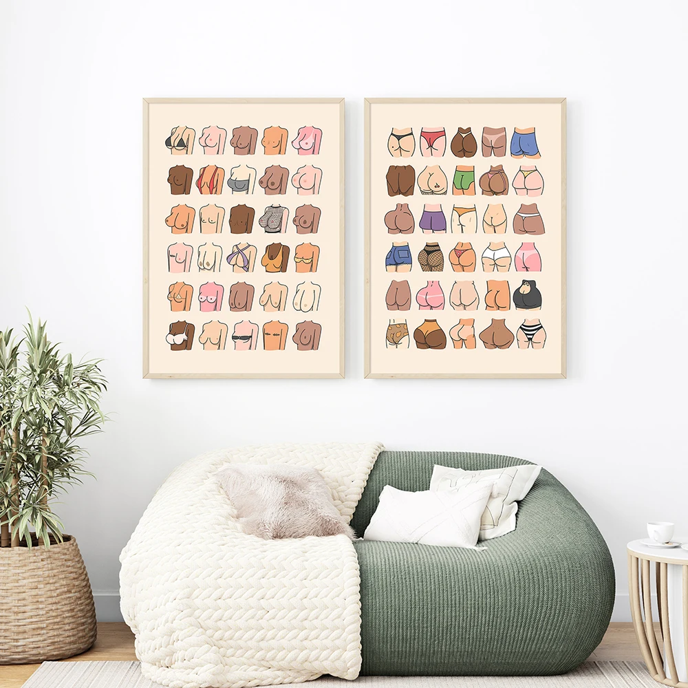 Funny Sexy Butts and Boobs Bathroom Art Poster Painting Feminist Prints Canvas Wall Pictures for Home Living Room Decor Cuadros
