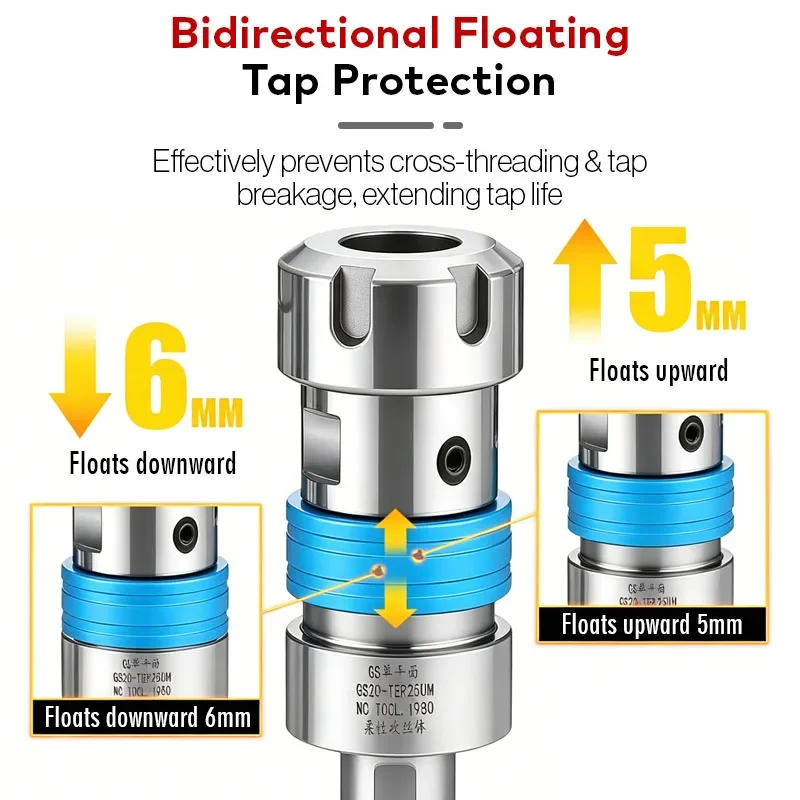 GS TER Telescopic Floating Tap Chuck Torque Overload Protection GS16-32 ER Collet Holder for CNC Lathe Milling Machine