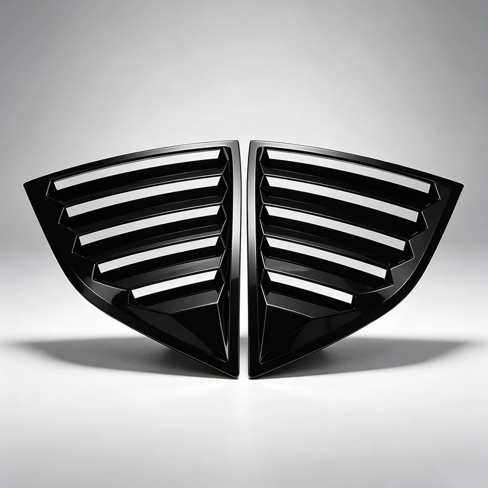 For Dodge Challenger 2015-2022 Rear Louver Window Side Shutter Cover Trim Sticker Vent Scoop ABS Carbon Fiber Style Black