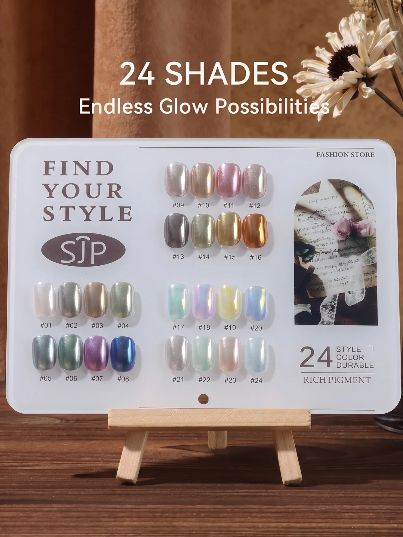 12/24-color Moonlight Magic Mirror Nail Powder Set includes color chart and storage box; high-end ultra-fine powder.