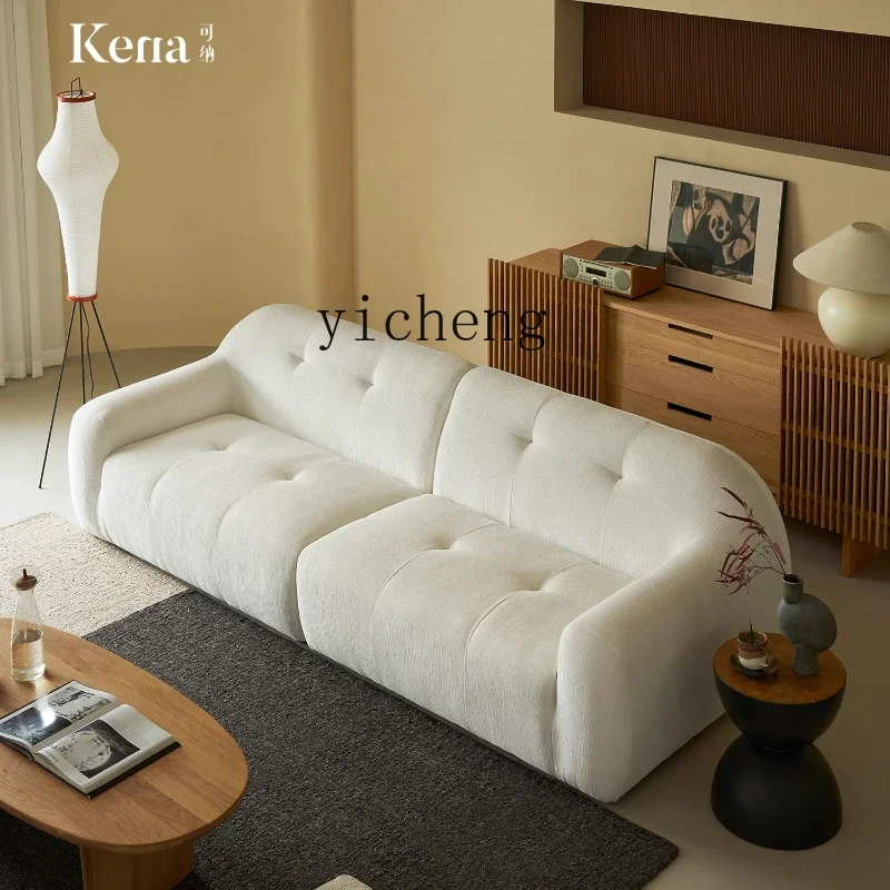 L23 Fabric Sofa Retro Cream Style Living Room Small Apartment Large Sitting Deep Straight Row Three People