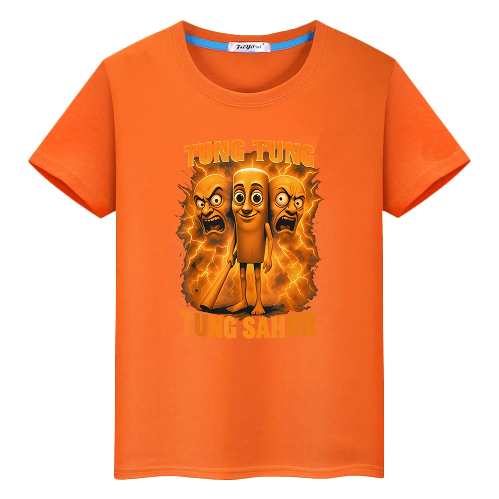 تي شيرت مطبوع من تونغ ساهر للأطفال الأولاد 10 سنوات 100% قطن تي شيرت y2k كارتوني تي شيرت أنيمي قصير لطيف ملابس أطفال بناتي