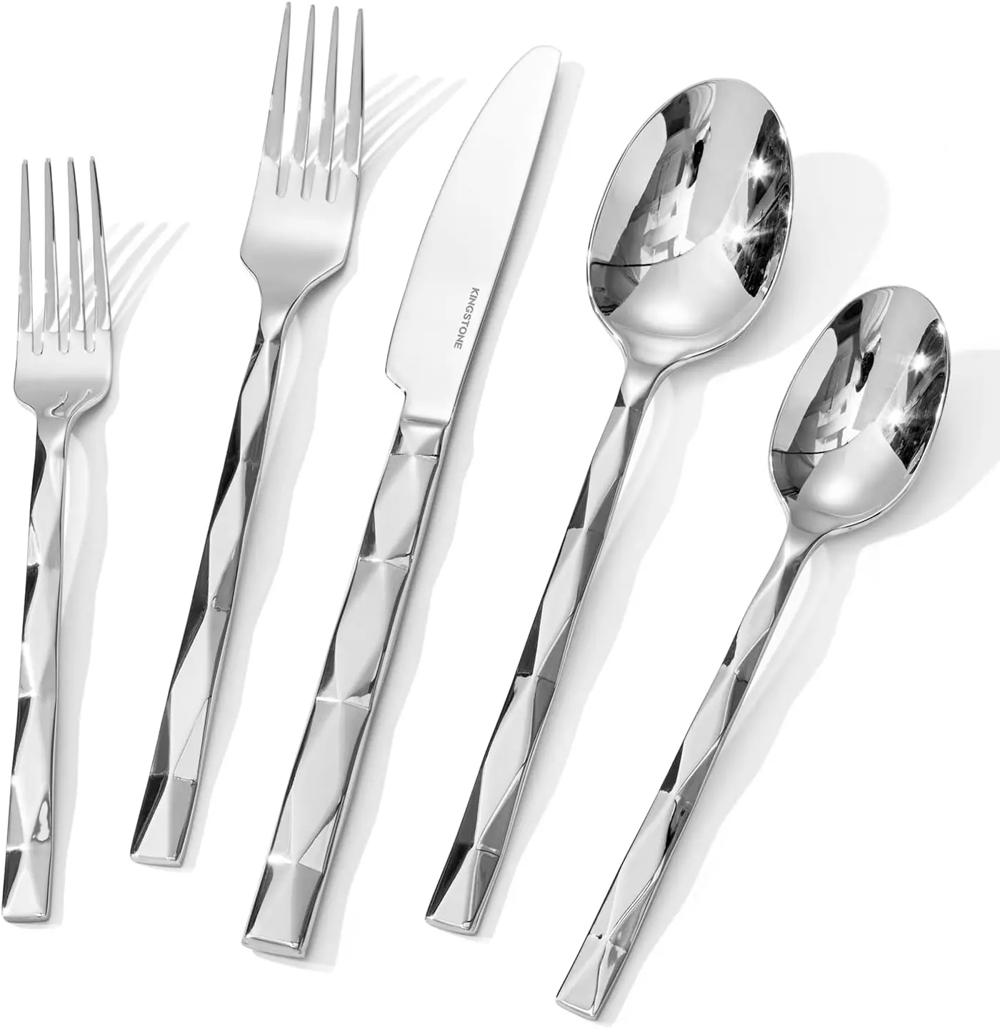Silverware Set, Luxury 40 Piece Flatware Set for 8, 18/10 Stainless Steel Cutlery Set with Diamond Cut Pattern for Kitchen, Home