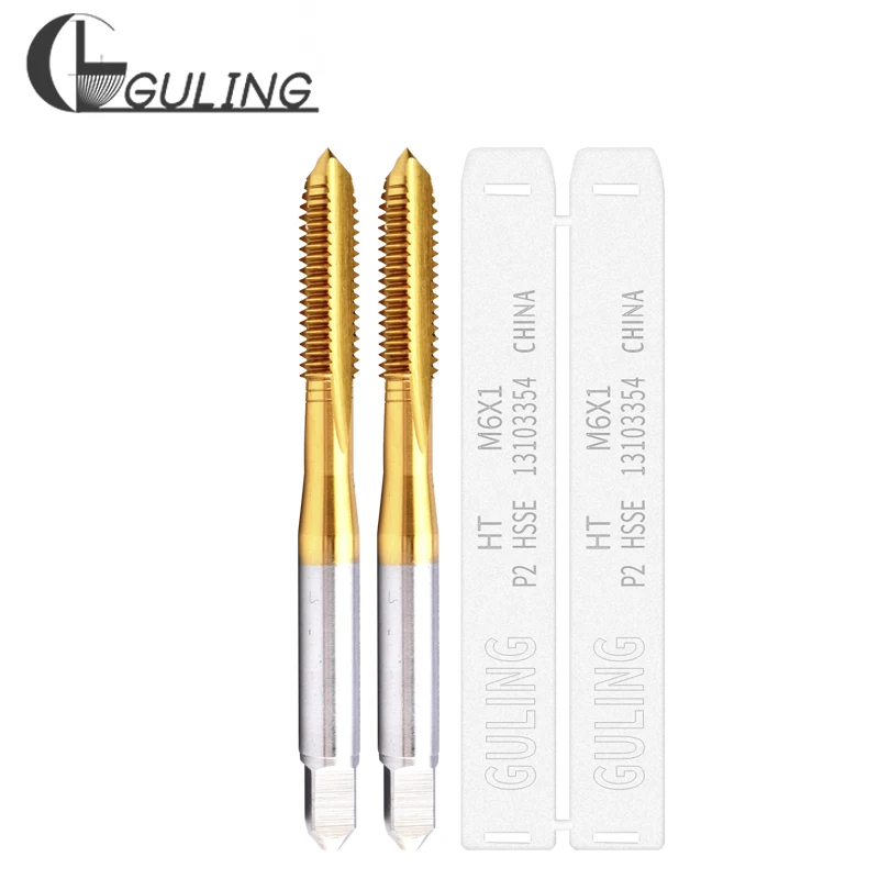 GULING HSSE-M35 JIS Standard TIN Coating Long Shank 100L Straight Fluted Hand Tap M3 M4 M5 M6 - M12 Machine Screw Thread Taps