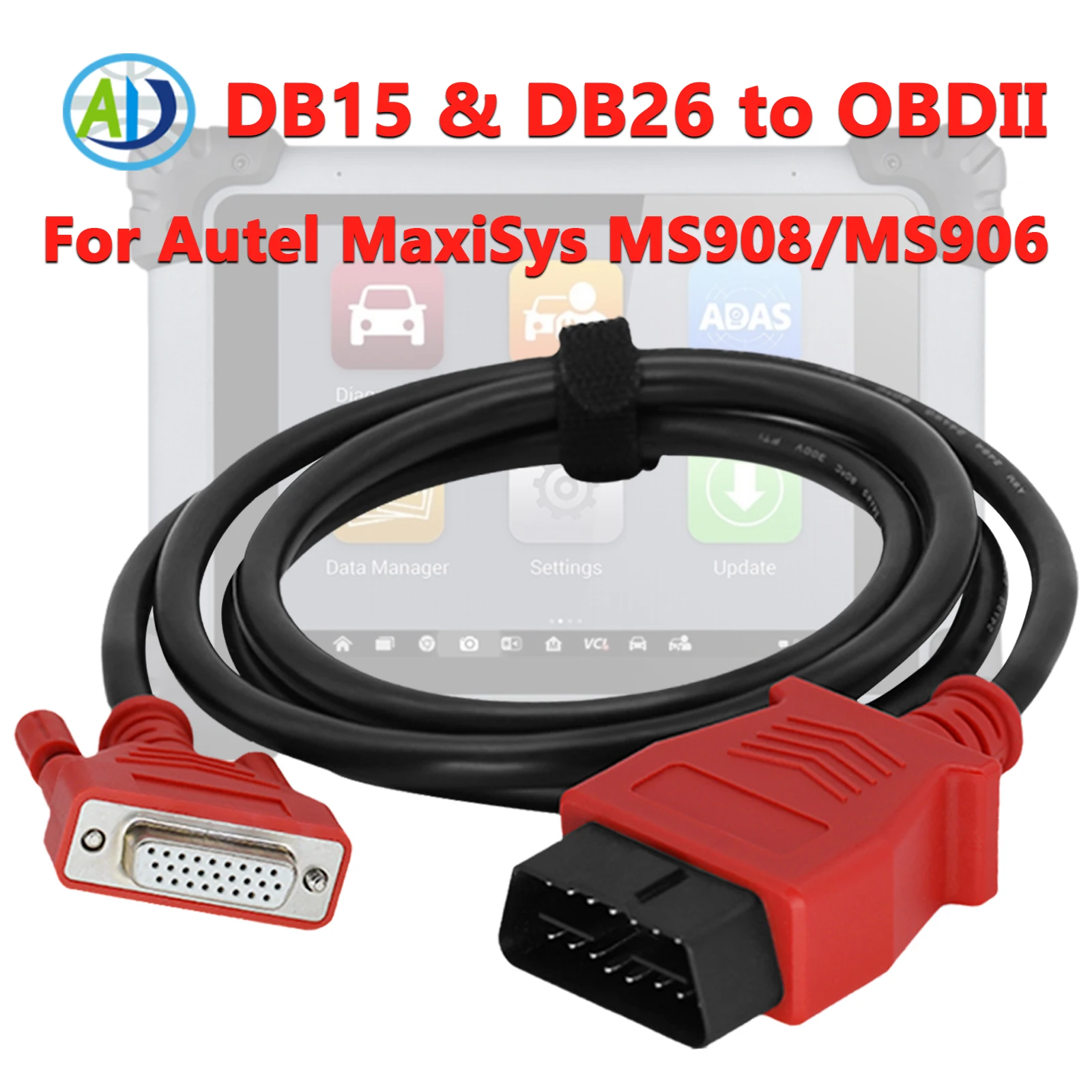 Main Test Cable Fit for Autel MaxiSys MS908/MS906 26pin to 16pin Diagnostic Programming Adapter Automobile OBD2 Extension Cable