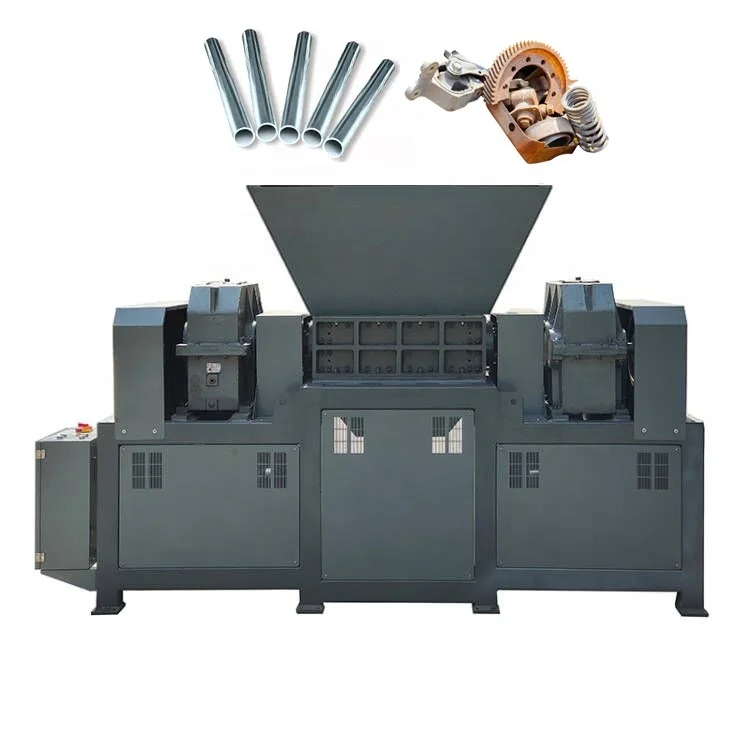 Small Automatic Tire Shredder Machine Double Shaft Rubber Crusher Waste Plastic Recycling Plant Heavy Duty for Old Tyres