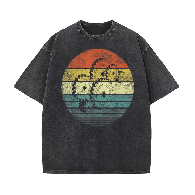 

Mechanical Engineer Gifts Funny Retro Cogs Engineering Gear T-shirt Men Tee Shirts Short Sleeve Male Clothes Fashion