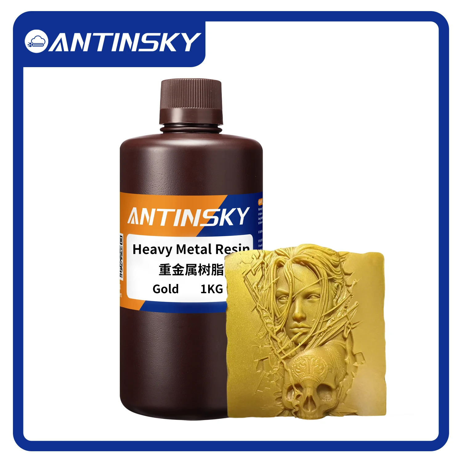 Antinsky Heavy Metal 3D 405nm 1kg Metallic-colored for DLP LCD SLA 3d printer  3D Printer Resins