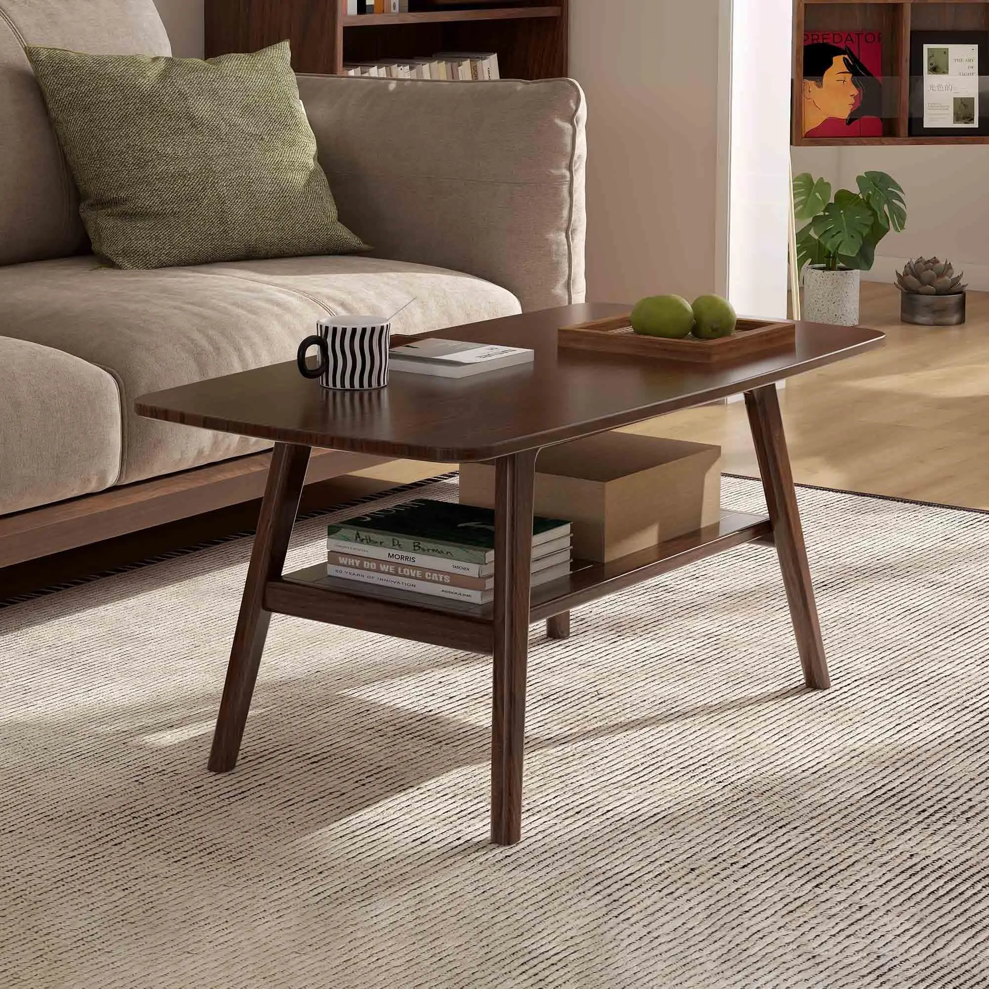 100% Solid Wood Coffee Table for Living Room, 39.37