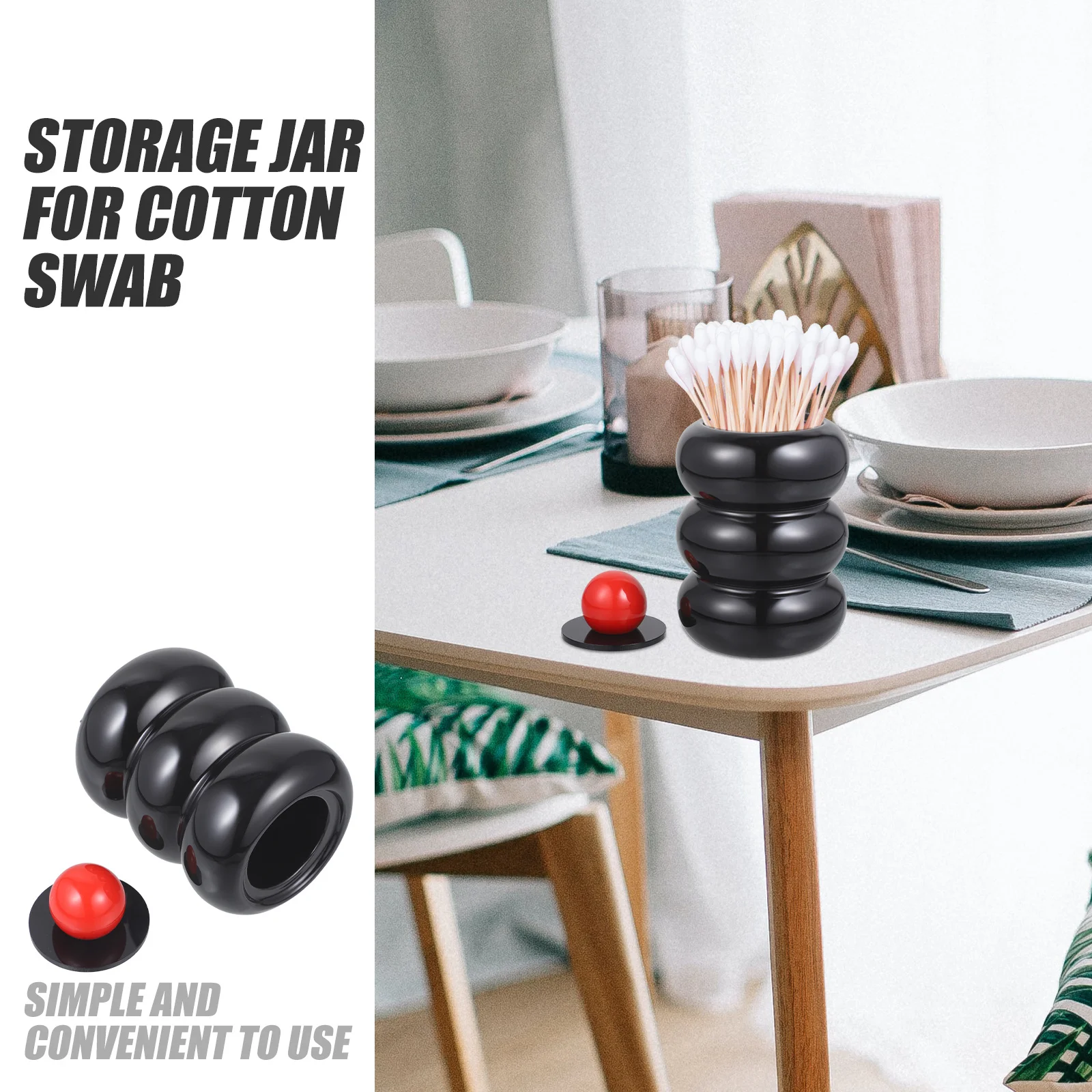 

Ceramic Toothpick Holder Elegant Desktop Cotton Swab Organizer Container Cotton Pad Storage Jar Portable Household Swab Box