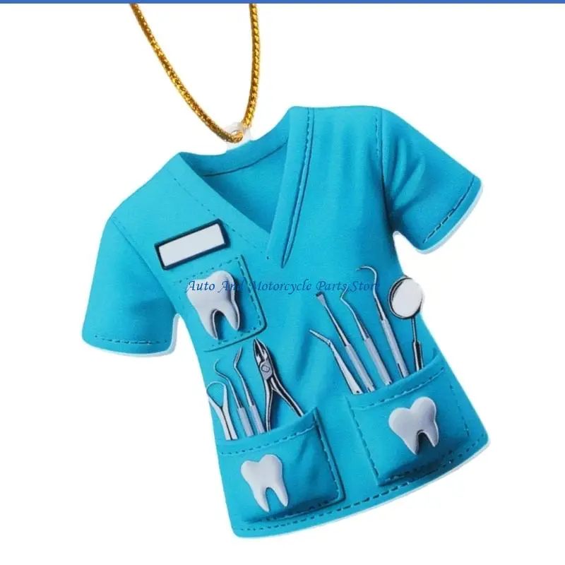 P9FD Rearview Mirror Mount Car Interior Decoration Dentist Costume Pendant Hanging Decoration Dental Theme Ornament Charm