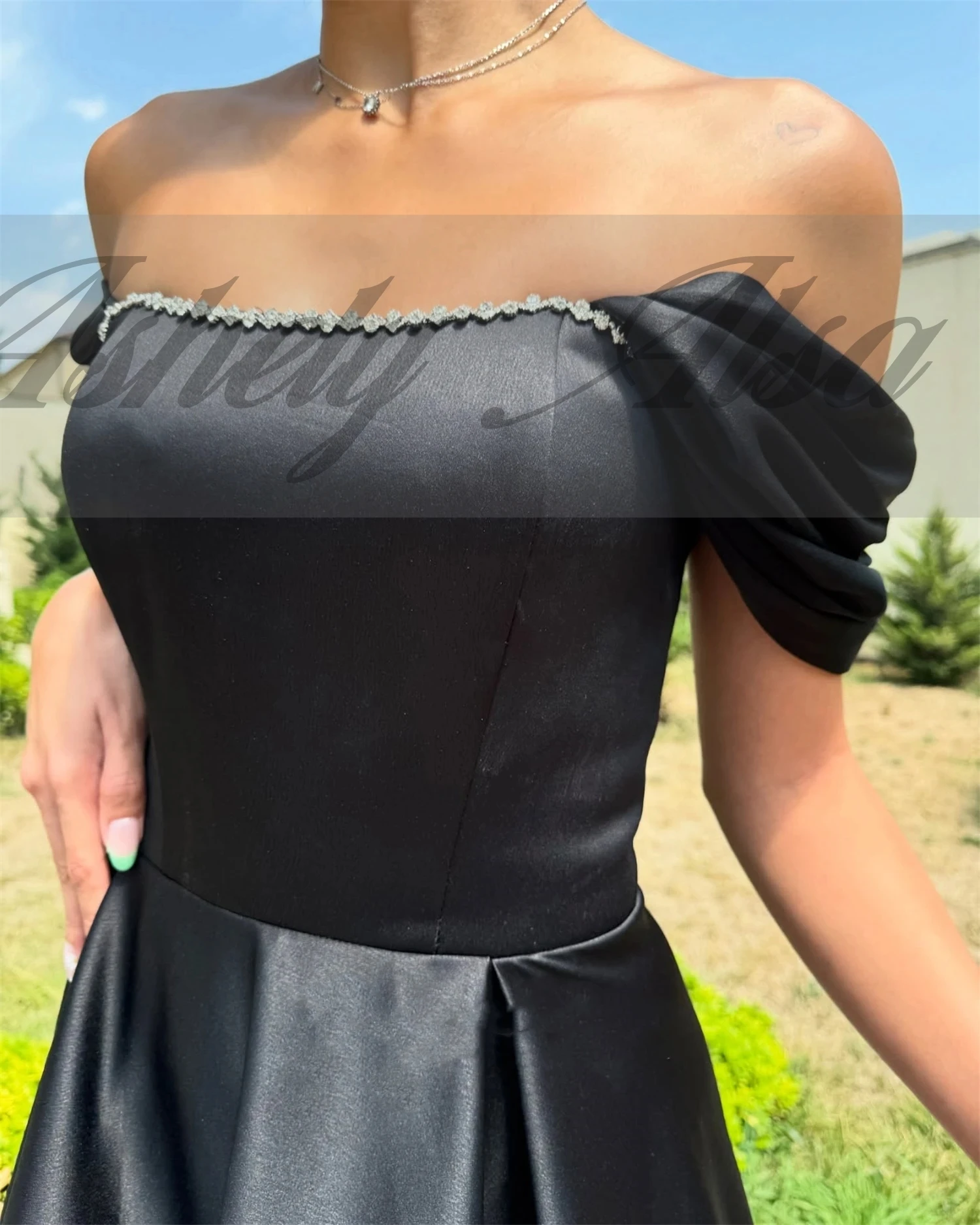 A2A03 아프리카 흑인 여성 정장 이브닝 드레스 오프 어깨 크리스탈 새틴 긴 결혼식 게스트 파티 댄스 파티 드레스 2025 맞춤형