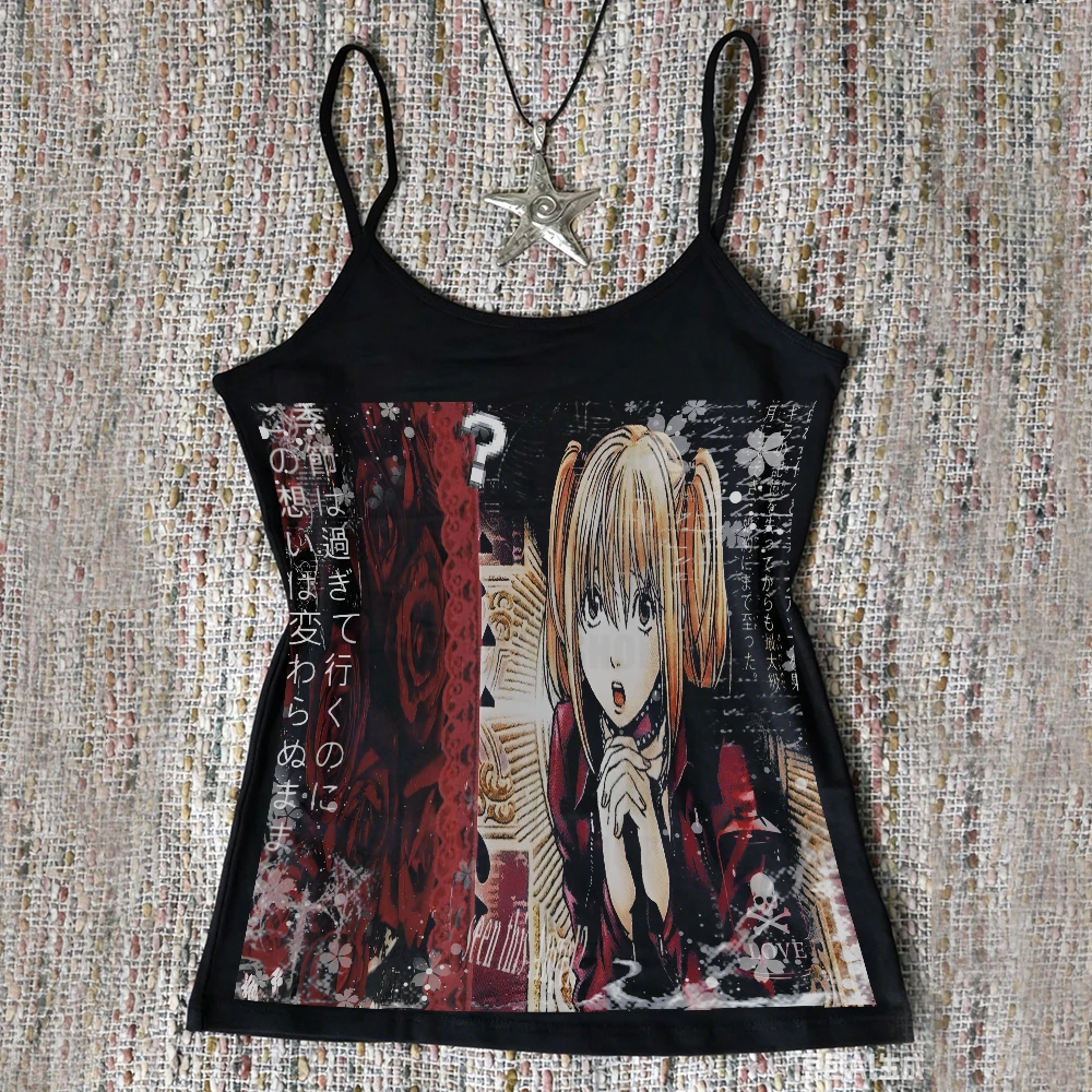 Gothic printed sleeveless top vest Y2K casual printed anime spicy girl cute punk Harajuku fashion vest