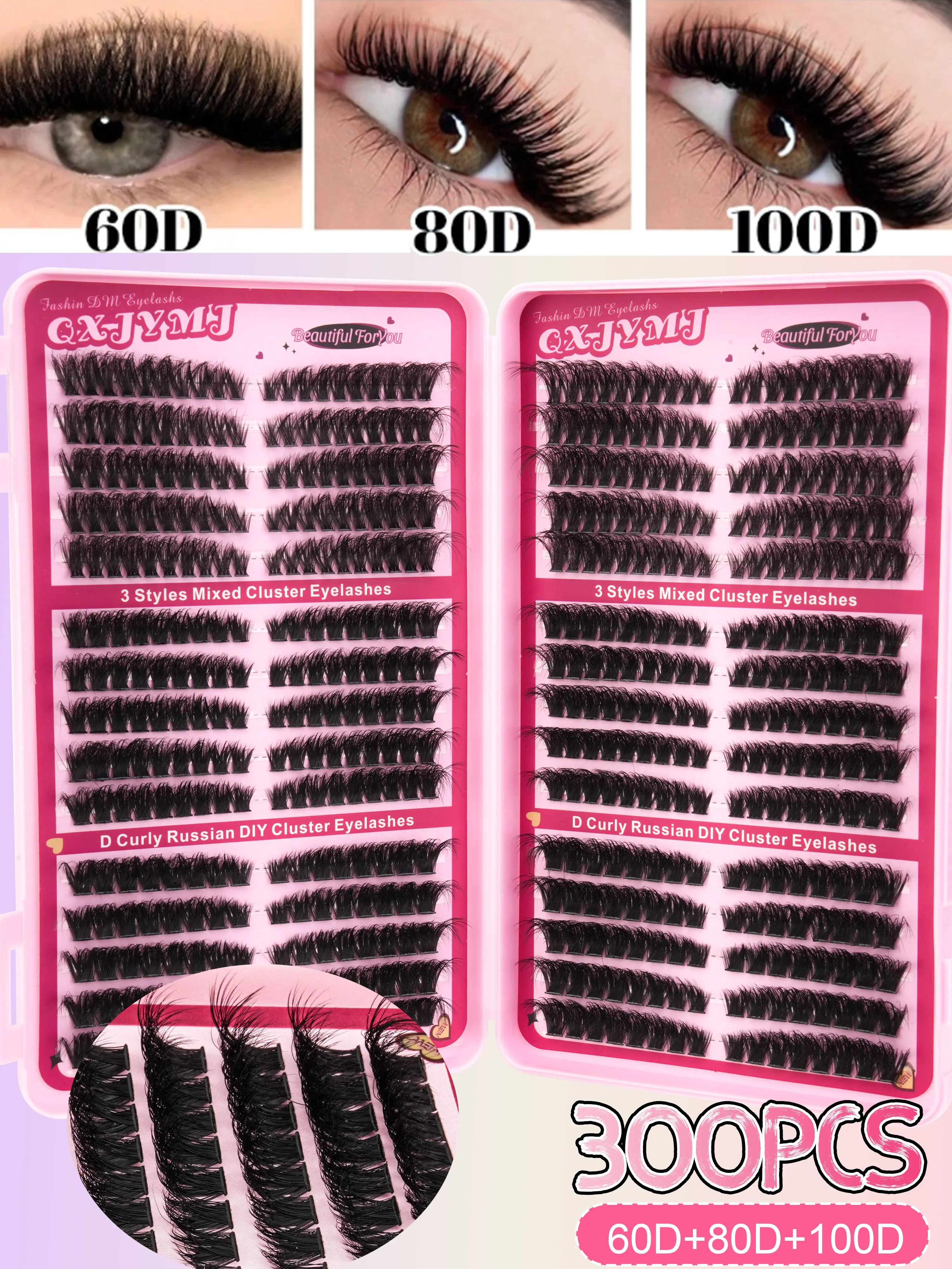 Eyelash Extension Russian - 300 pièces de cils en grappes