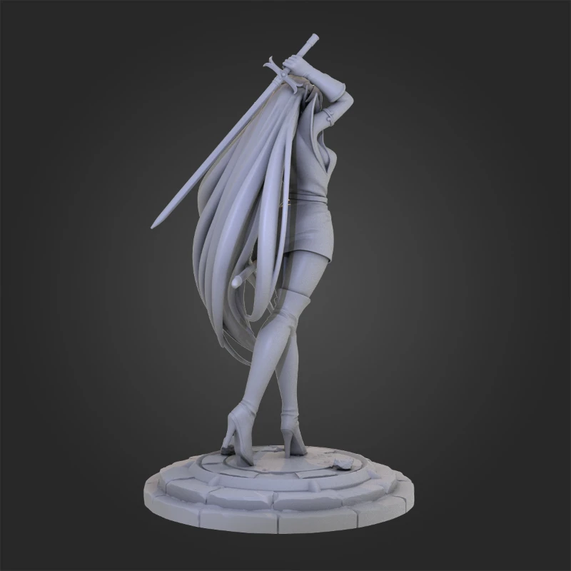 Resin Model Figure, 1/24 Scale Dark Elf Female Warrior, GK, Unassembled and Unpainted Kit, 3D DIY Toy