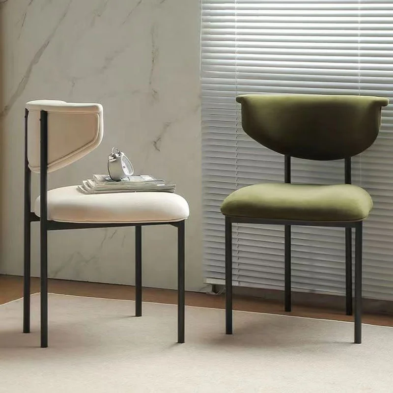 */-* Modern Luxury Dining Room Chair High Quality Home Furniture With Soft Fabric And Hollow Design Back Metal Frame