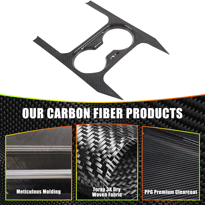 For BMW 5 Series G60 2024 +Real Carbon Fiber Car Center Control Tea Cup Holder Frame Cover Decorative Sticker Interior Accessory