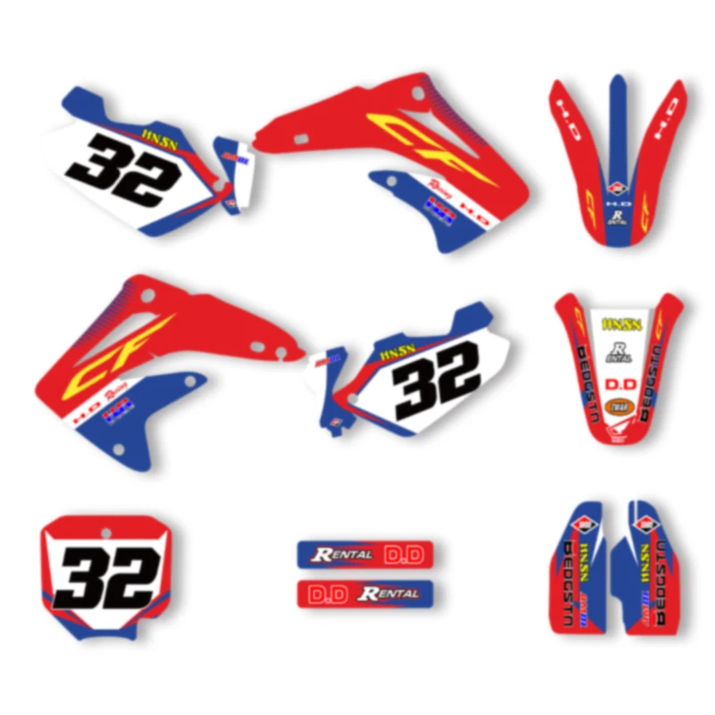 

DSMTECH Custom Graphics Background Decals Stickers Kits For HONDA CR85 2003 2004 2005 2006 2007 2008 2009-2012 001