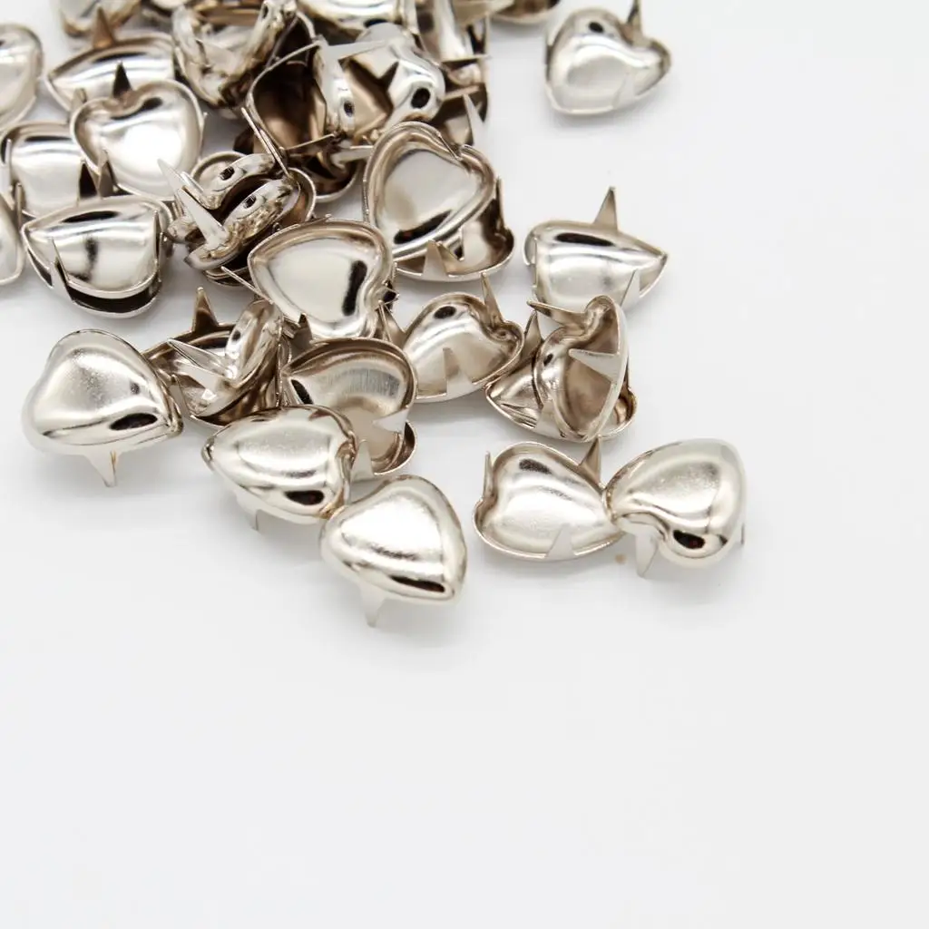 Handmade Love Heart Alloy Rivets Prong Studs for Leather Bags Jeans Shoes Decorative Accessories
