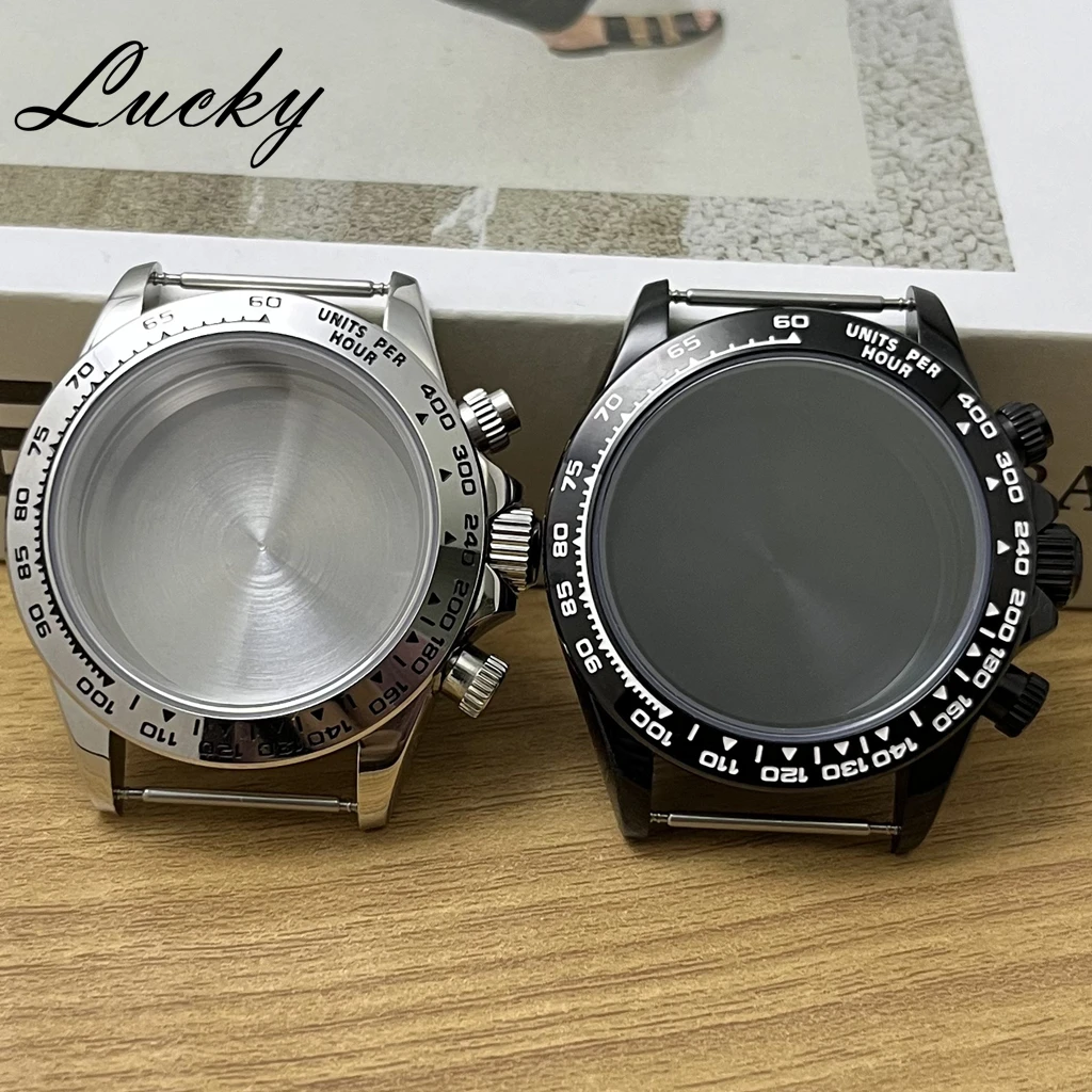 40mm Daytona VK63 Quartz Chronograph Watch Case Fit VK63A VK64 Movement Sapphire Crystal Watch Case Stainless Steel Bezel ﻿ ﻿