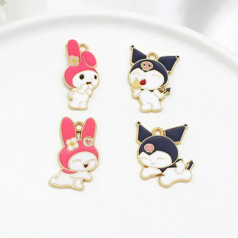 Hello Kitty Alloy Drip Oil Charm Kuromi Kit Cat Lapel Pins for Backpacks Brooches for Women Enamel Bracelet Pendant Jewelry