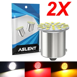Bombilla LED para coche P21W BA15S 1156 PY21W BAU15S BAY15D 1157, luz de señal de giro blanca 3014 22SMD, lámpara de marcha atrás trasera de freno de estacionamiento automático, 2 uds.