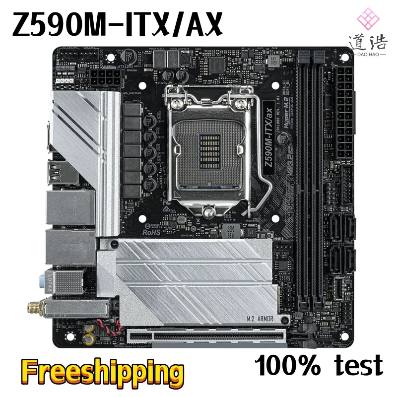 For Asrock Z590M-ITX/AX Motherboard 64GB HDMI M.2 LGA 1200 DDR4 Mini-ITX Z590 Mainboard 100% Tested Fully Work