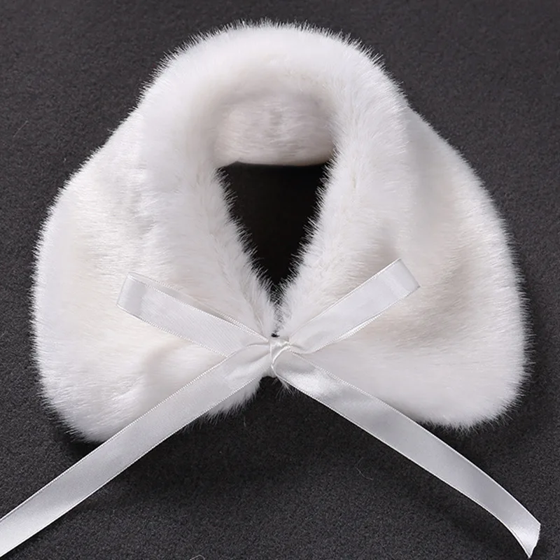 

Kids Winter Scarf Warm Fluffy White Thick Shawl with Fur Collar
