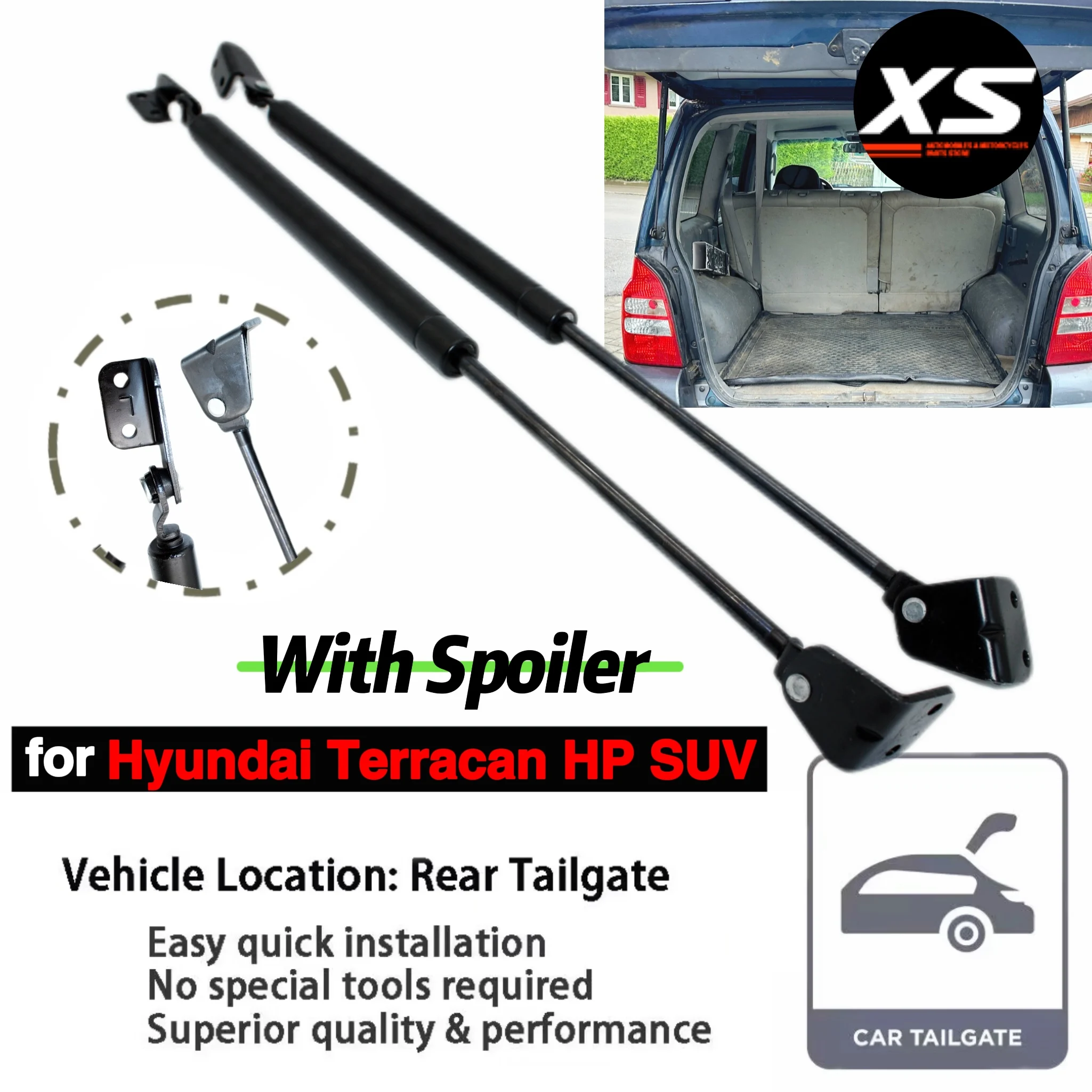 

Задние стойки багажника для с спойлером Hyundai Terracan HP 2001-2007 SUV Амортизаторы задней двери Демпферные цилиндры Поршневая опора Стержень 2 шт.