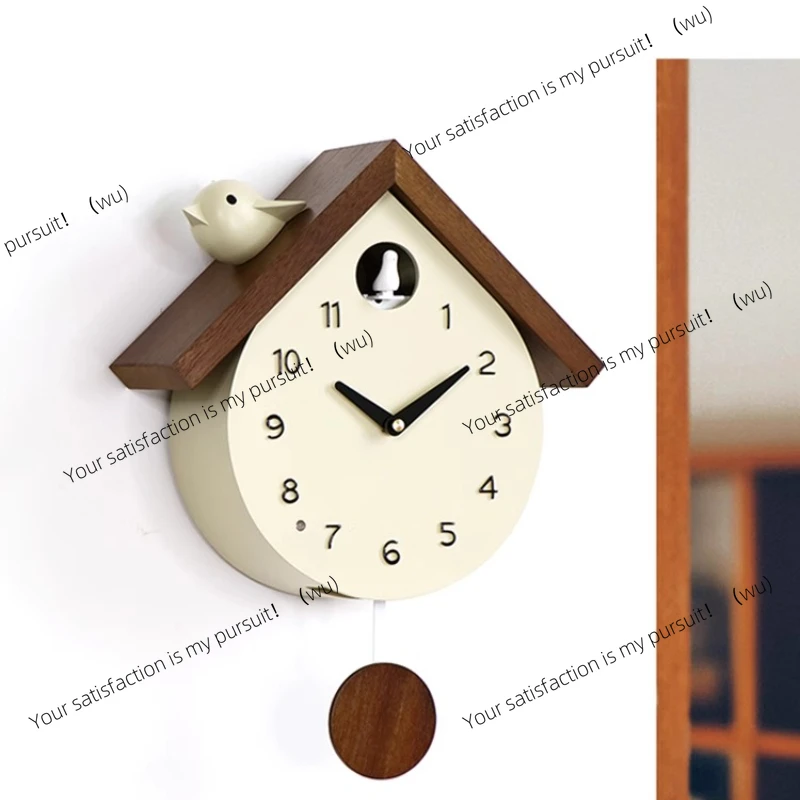 ZOCI-Wood Bird's Wall Clock Creative Room Wall Decor Vintage Style Entrance Hanging Timepiece Living Room Home Accessories