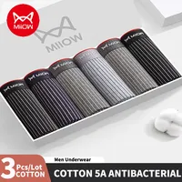 MiiOW 3Pcs Cotton Man Underpants Plus Size 5XL Breathable Antibacterial Men's Panties Striped Printed Men Boxers Men Underwear