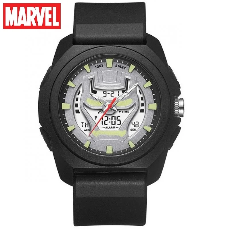 Marvel For Mens Watches Avengers Iron Man Dual Display Chronograph Wristwatch Alarm Clock Repeater Calendar Tony Stark Masculino