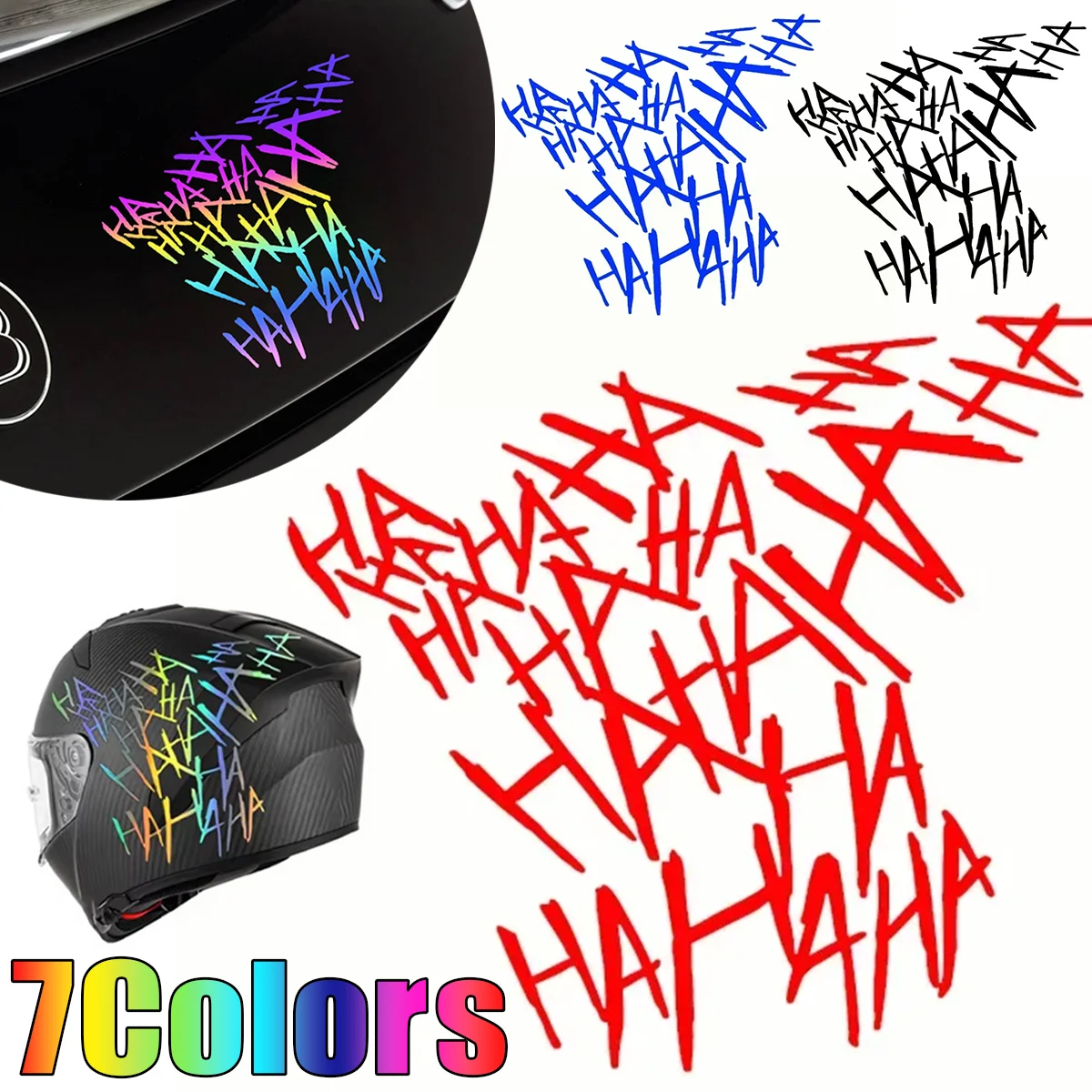 

HAHAHA Reflective Motorcycle Helmet Sticker Colorful Funny Joker HAHAHA Sticker Graffiti Motorcycle Car Styling Decoration