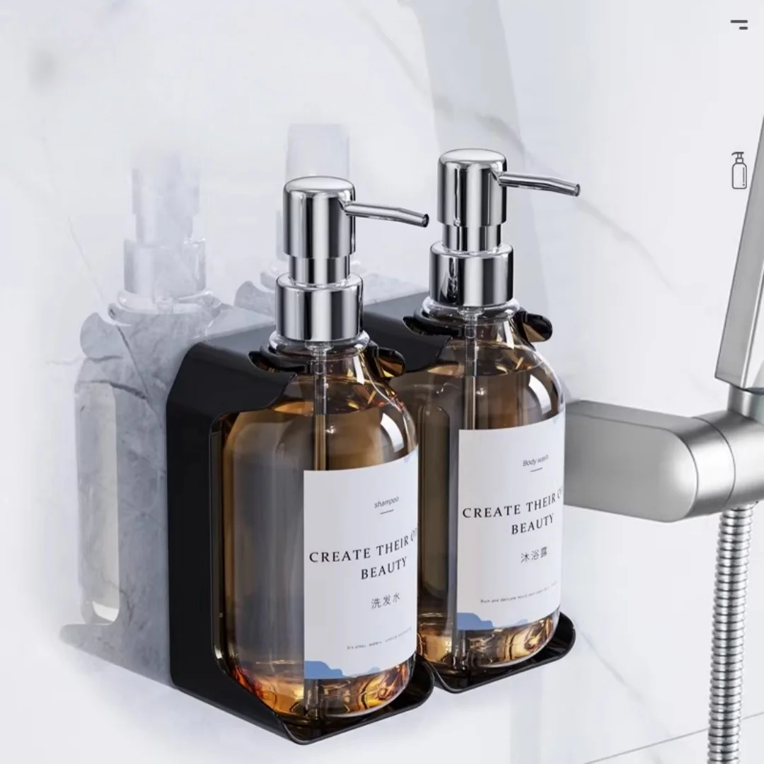 

Black Soap Dispenser Wall Mounted Bathroom Hand Liquid Soap Dispenser SS and ABS Shampoo bottles Wall Empty Shampoo Bottles Pump