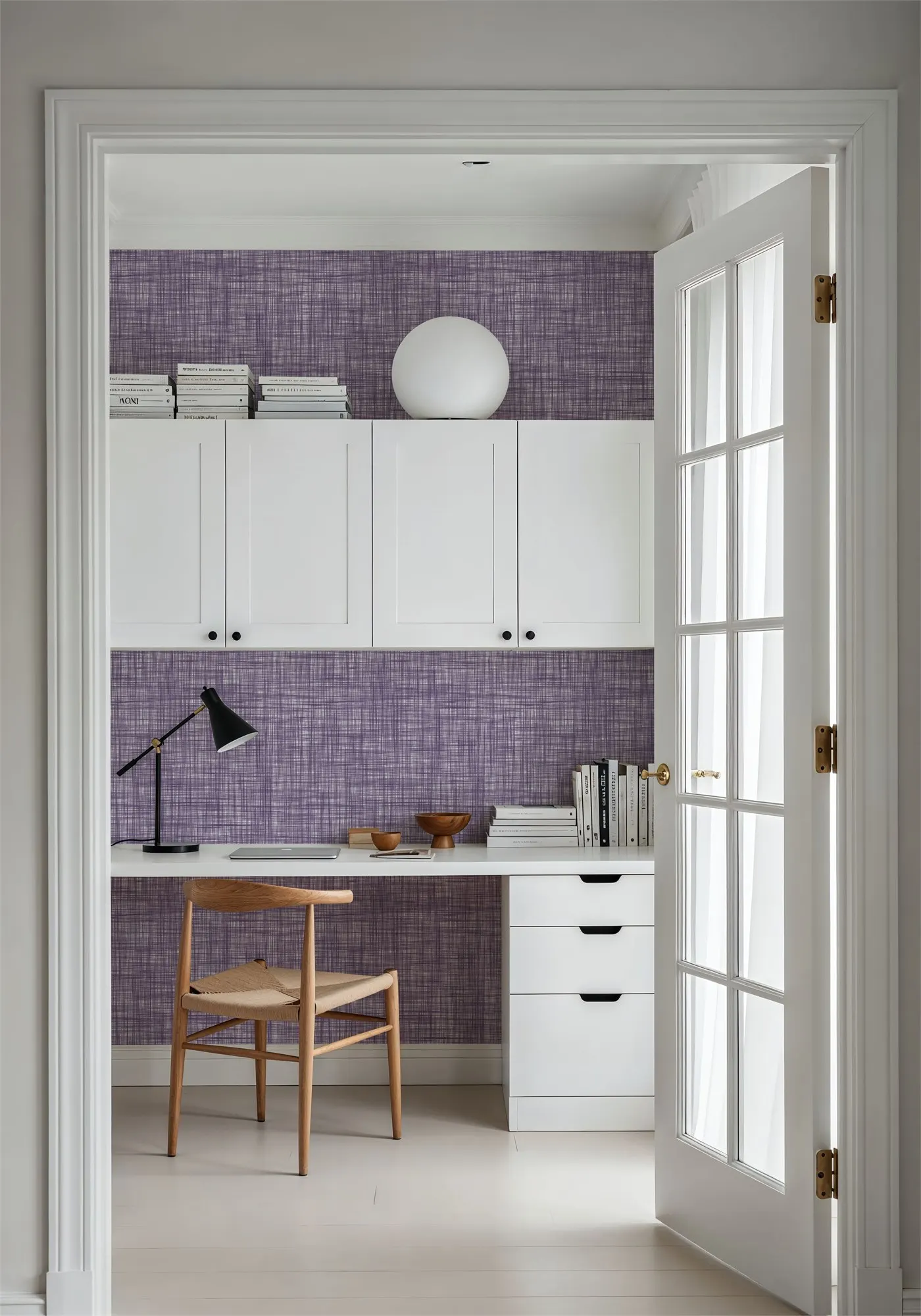 Mottled Linen Effect Grape Custom Wallpaper Wall Mural for Living Room