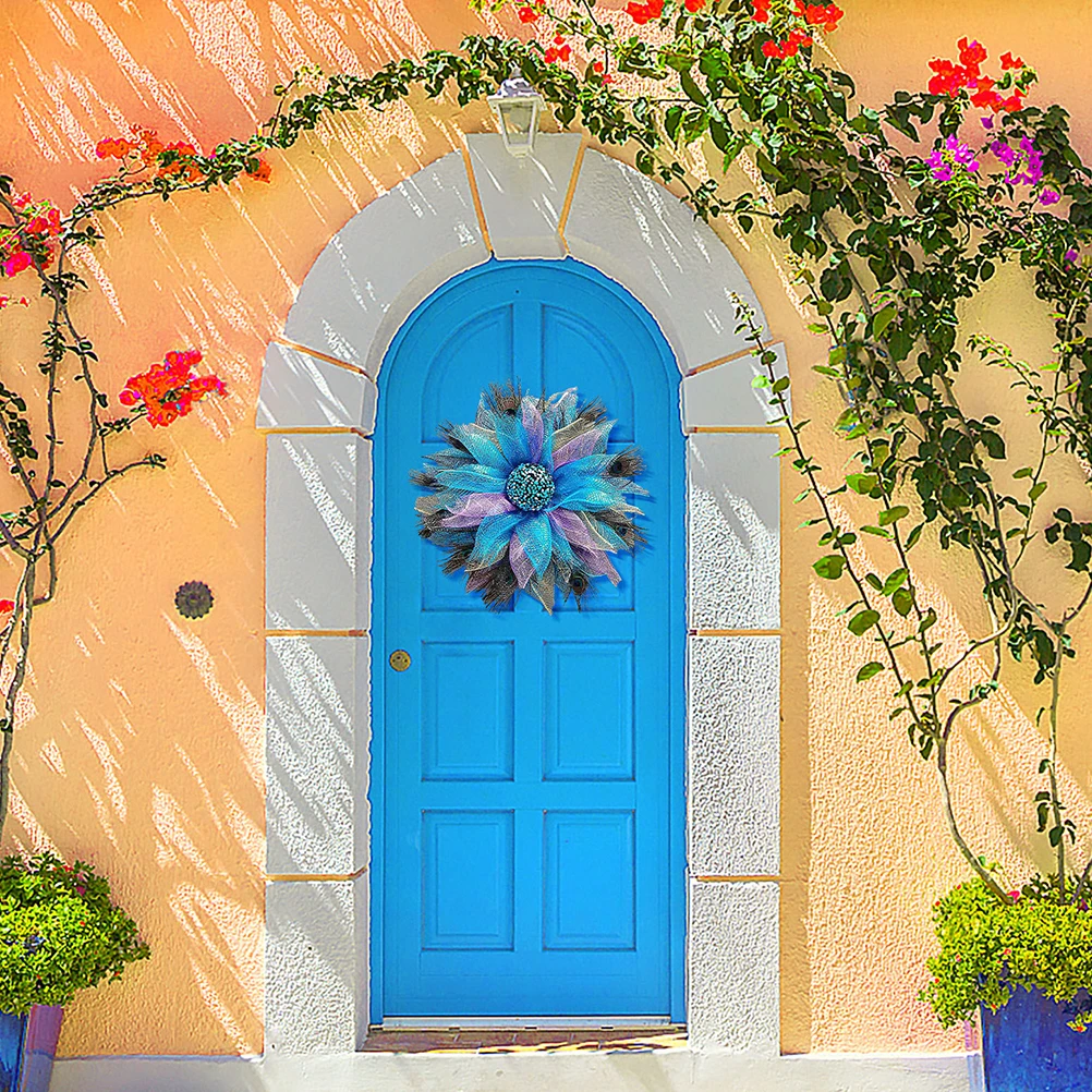 

1Pcs Artificial Wreath Decor Blue Vivid Color Delicate Wreath Pendant for Living Room Christmas Tree Store Decor Hanging Garland