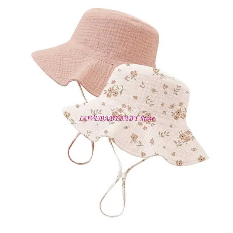2pcs/set muselina baby sun gat upf50+ cubo cubo ancho correa barbilla ajustable para niñas para niños verano esencial 4xbc