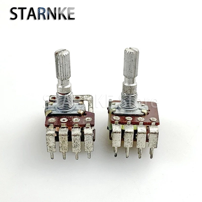 2PCS 16 Type 8-Pin Double Potentiometer A100K B50K Vertical Bent Leg With Tap Amplifier Audio Volume Adjustment