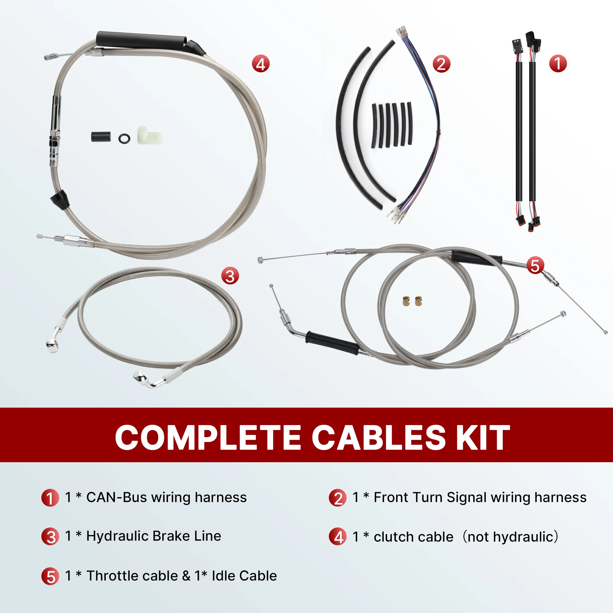 Dyna Handlebar Extension Cable Kit for Harley Dyna Street Bob Super Glide Custom Switchback Wide Glide 2012-2017 No ABS view 3