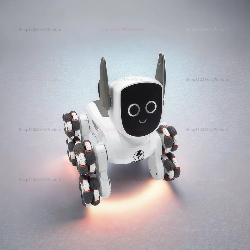 Eight-Wheel RC Mechanical Dog with Light 2.4G 4WD Remote Control 360° Rotation One-Key Demo Music Toy for Kids and Pets Lovers