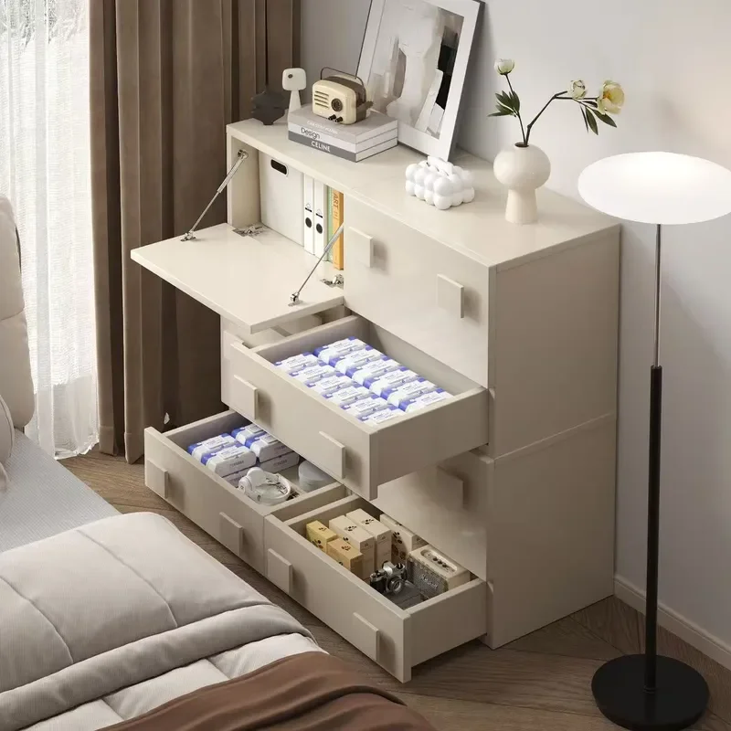 for Bucket Cabinet Cream Style Card Door Floor to Ceiling Living Room Bedroom High End Storage Cabinet Bedside Table Side
