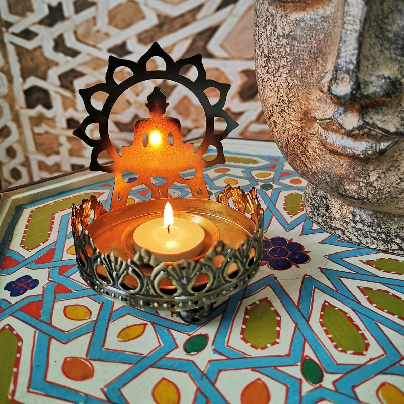 Southeast Asia Greco-Buddhist HOME temple Shakyamuni Buddha light Buddhist faith metal Decorative candlestick