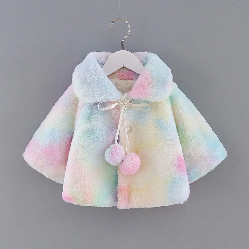 2024 New Winter Jacket For Baby Girl Clothes Fashion Christmas Princess Cloak Autumn Warm Faux Fur Girls Coat Plush Baby Outwear