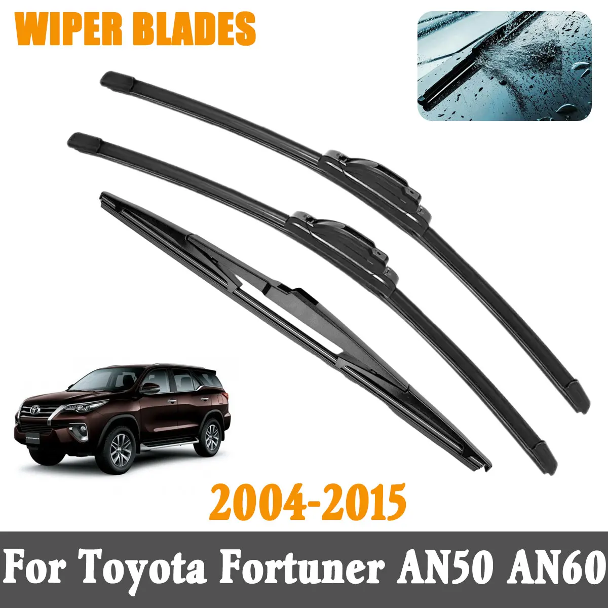

3PCS Front Rear Wiper Blades Brushes For Toyota Fortuner AN50 AN60 2004-2015 Accessories Window Windscreen Windshield
