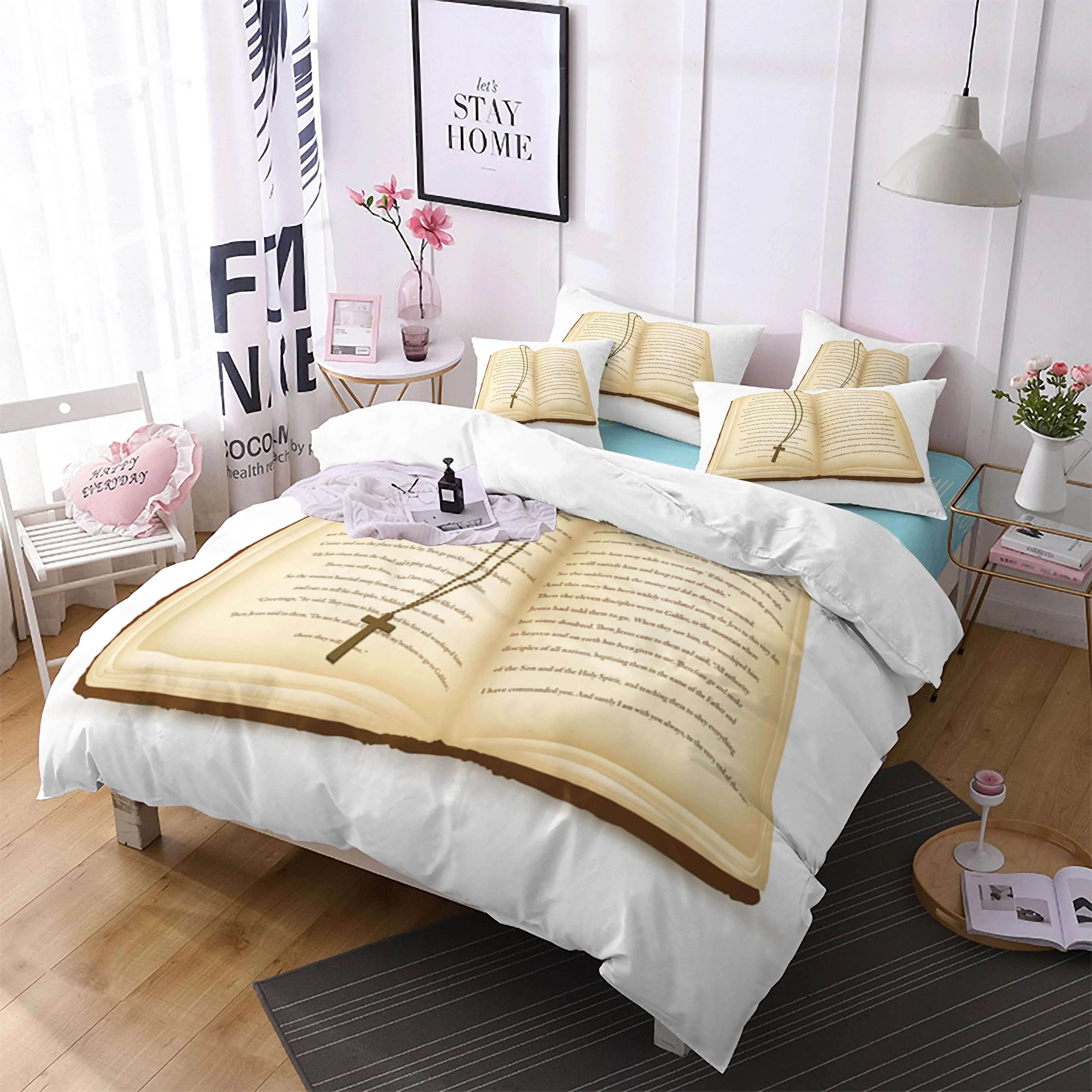 Book Duvet Cover Set 3D Print Old Book Bookshelf Pattern Polyester Comforter Cover King Size for Kids Teens Writer Bedding Set