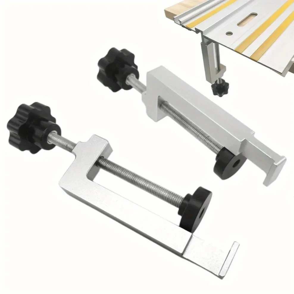 2Pcs Aluminum Workbench Clamps Fit T-slot Table Saw Fence Guide Rail, Universal Fastening Position Tools for Woodworking