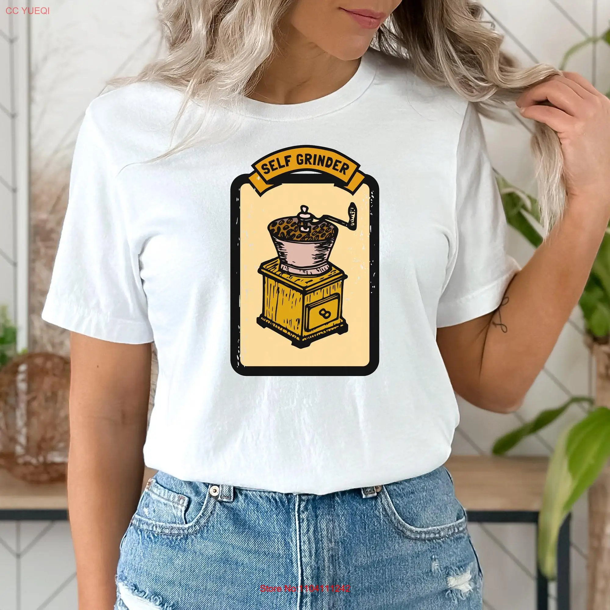 Self Coffee Grinder Softstyle T Shirt long or short sleeves