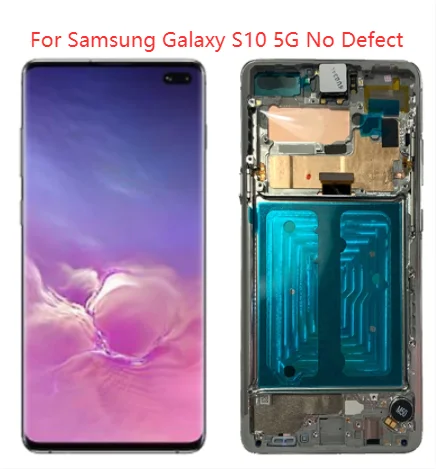 Original Super AMOLED S10 5G LCD For Samsung Galaxy S10 5G  With Frame SM-G977B G977N G977U LCD Touch Screen Digitizer Assembly