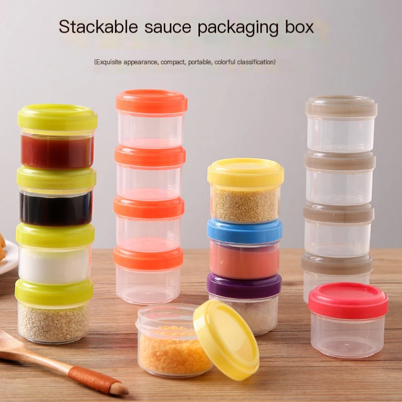 4Pcs Transparent Mini Plastic Sauce Bottle 35ML Reusable Seasoning Box Seasoning Jar For Student Office Workers Kitchen Tool