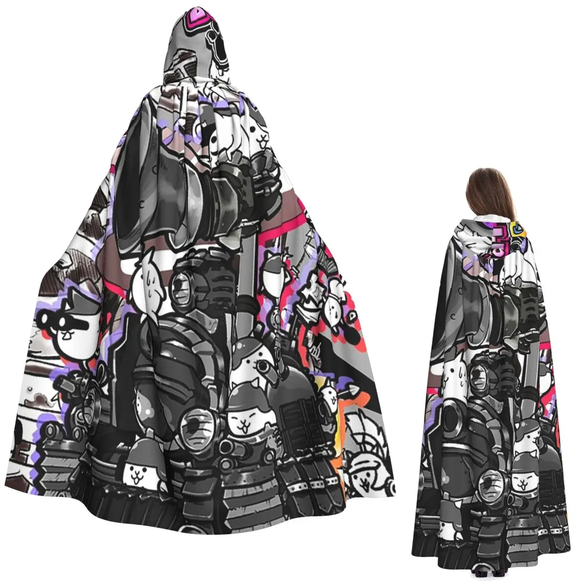 

Длинный плащ с капюшоном Battle Cats Siege Engine, средневековый костюм ведьмы, накидка для косплея, накидка на Хэллоуин, вечеринка для взрослых, унисекс